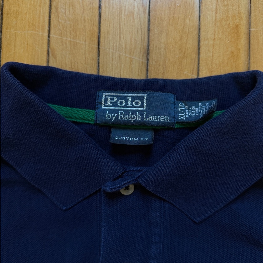 VTG Y2K Polo Ralph Lauren USA Big Pony Rugby Navy Men’s Polo Custom Fit Sz. XL - Picture 5 of 7
